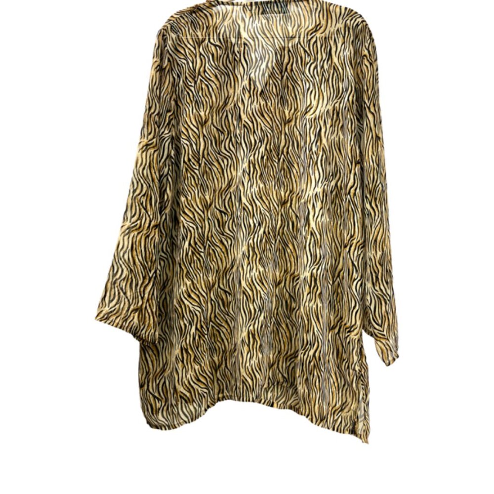 Denim 24/7 Leapard sheer polyester  Blouse Embroidered Beads 28W 3/4 Sleeve (51) - Picture 6 of 6
